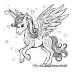 Whimsical Unicorn with Celestial Wings Coloring Pages 4