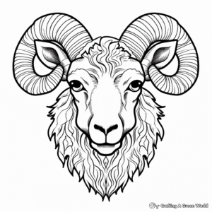 Wild Mountain Sheep Head Coloring Pages 2