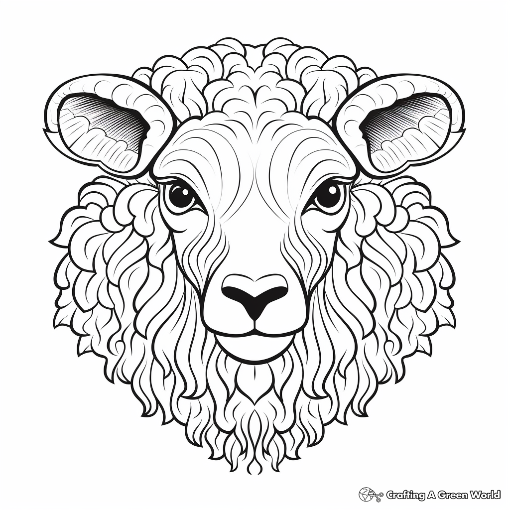 Wild Mountain Sheep Head Coloring Pages 3