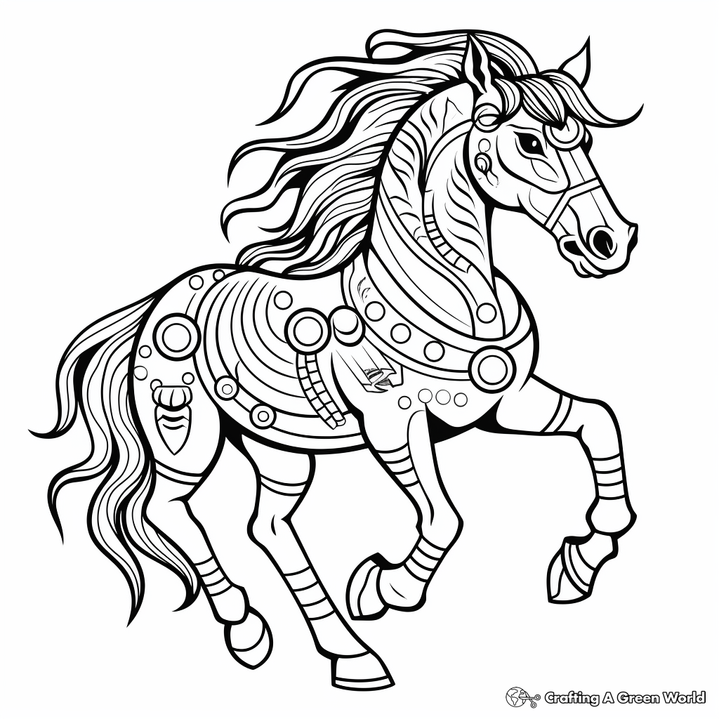 Wild Mustang Horse Mandala Coloring Pages 1