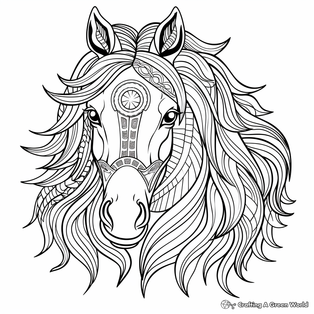 Wild Mustang Horse Mandala Coloring Pages 2