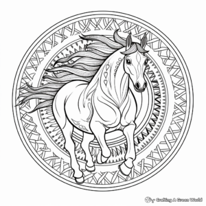 Wild Mustang Horse Mandala Coloring Pages 3