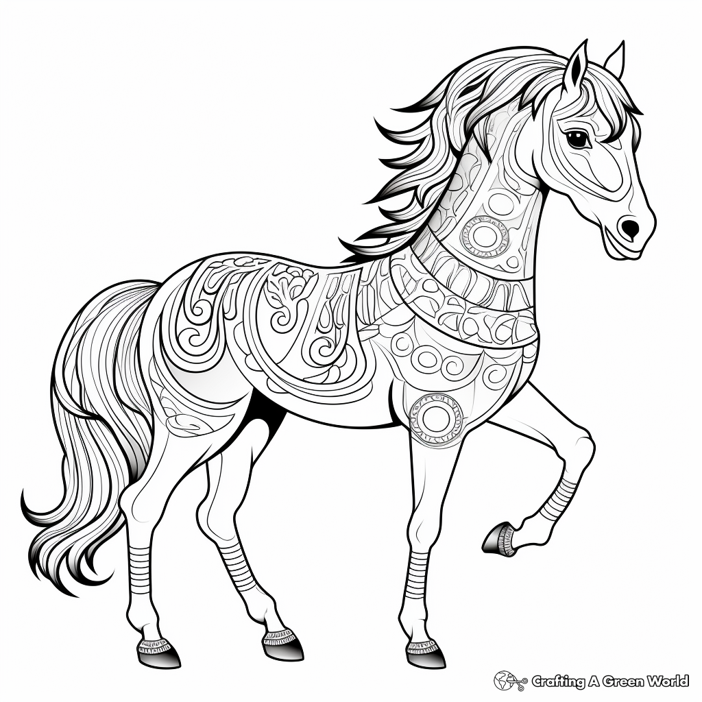 Wild Mustang Horse Mandala Coloring Pages 4