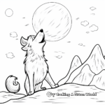 Wild North Scene: Wolf Howling at the Moon Coloring Pages 1