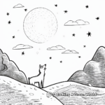 Wild North Scene: Wolf Howling at the Moon Coloring Pages 2