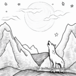 Wild North Scene: Wolf Howling at the Moon Coloring Pages 4