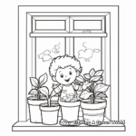 Window Frame and Plant Pot Coloring Pages 1