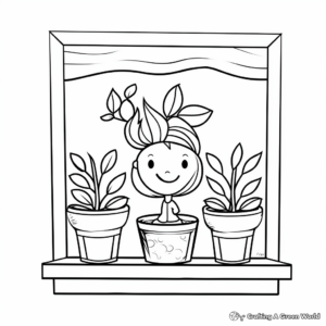 Window Frame and Plant Pot Coloring Pages 2