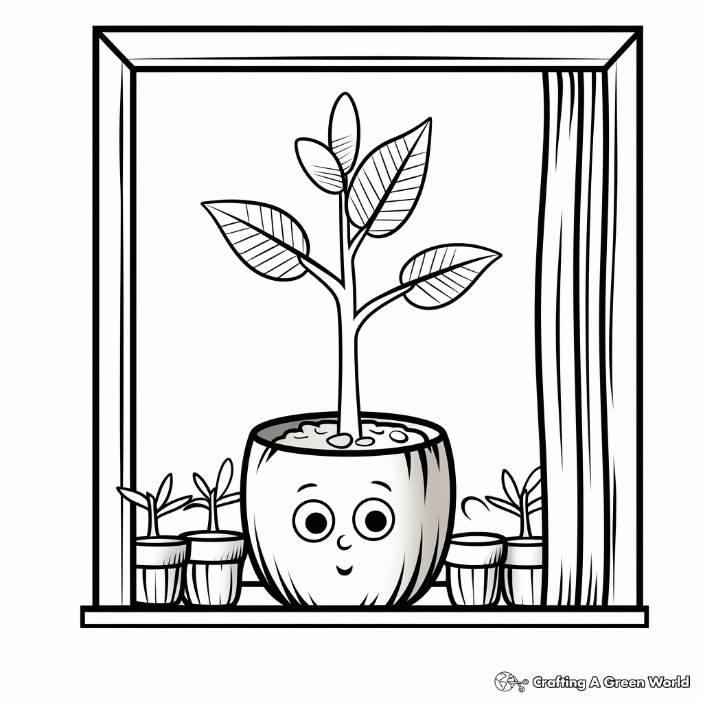 Window Frame and Plant Pot Coloring Pages 3