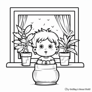 Window Frame and Plant Pot Coloring Pages 4