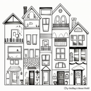 Windows of Diverse Houses Coloring Pages 1