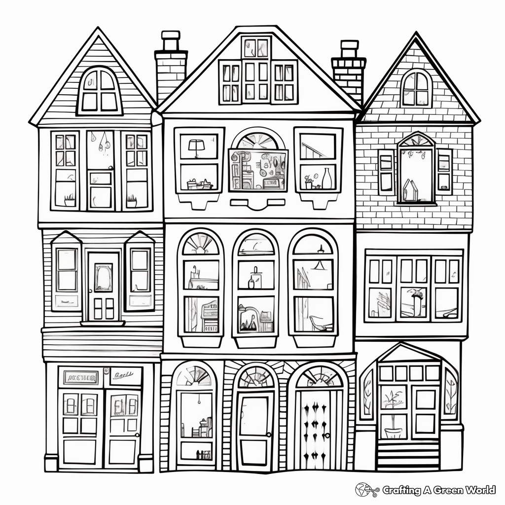 Windows of Diverse Houses Coloring Pages 2