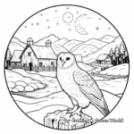 Winter Barn Owl Scene Coloring Pages 3