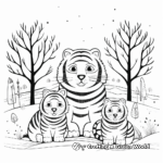 Winter Landscape: Snowy Tiger Family Coloring Sheets 1