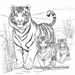 Winter Landscape: Snowy Tiger Family Coloring Sheets 2