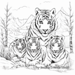 Winter Landscape: Snowy Tiger Family Coloring Sheets 4