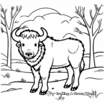 Winter Themed Bison Coloring Pages 3