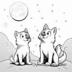 Wolf Pair Howling at the Moon Together Coloring Pages 1