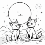 Wolf Pair Howling at the Moon Together Coloring Pages 2