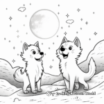 Wolf Pair Howling at the Moon Together Coloring Pages 3
