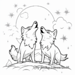 Wolf Pair Howling at the Moon Together Coloring Pages 4