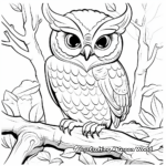 Woodland Owl Scene Coloring Pages 1