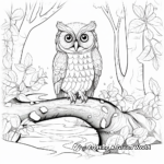 Woodland Owl Scene Coloring Pages 2