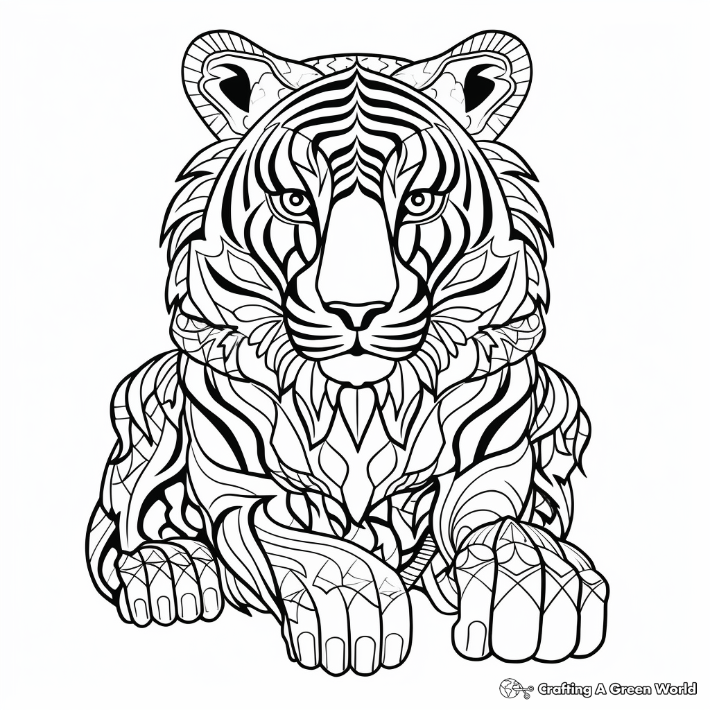 Zentangle Inspired Tiger Coloring Pages for Relaxation 1