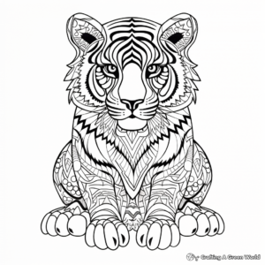 Zentangle Inspired Tiger Coloring Pages for Relaxation 2