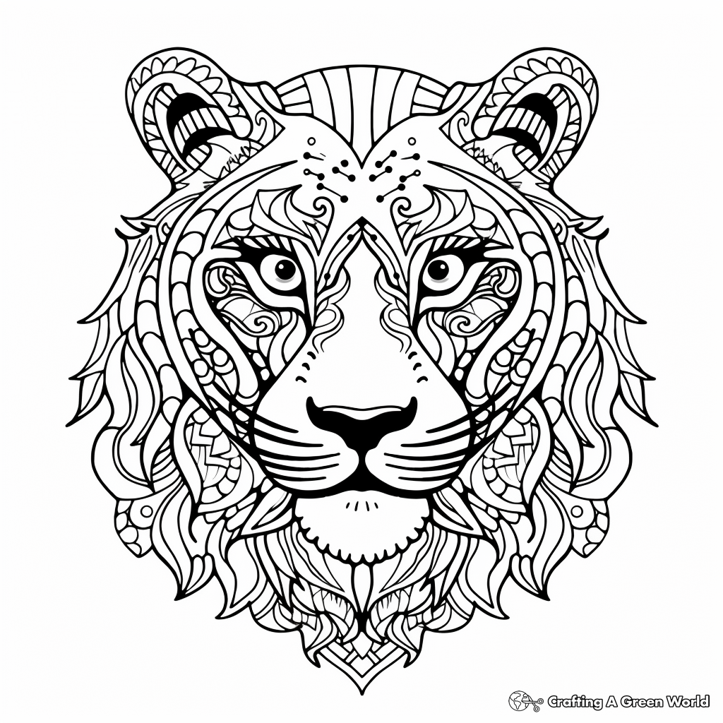 Zentangle Inspired Tiger Coloring Pages for Relaxation 3