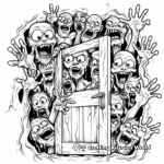 Zombies Breaking Through Doors Coloring Pages 2