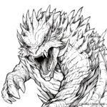 Abstract Godzilla Art Coloring Pages 1