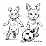 Active Bunny and Cat Playing Soccer Coloring Page 4