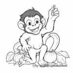 Active Monkey Catching Bananas Coloring Pages 1
