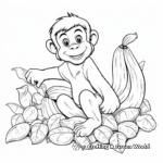 Active Monkey Catching Bananas Coloring Pages 2