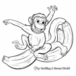 Active Monkey Catching Bananas Coloring Pages 3