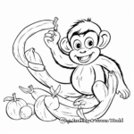 Active Monkey Catching Bananas Coloring Pages 4
