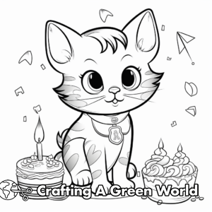 Cat Birthday Coloring Pages - Free &amp; Printable!