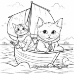 Adventurous Bunny and Cat at Sea Coloring Page 3