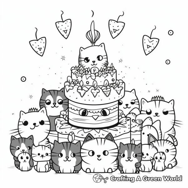 Cat Birthday Coloring Pages - Free & Printable!