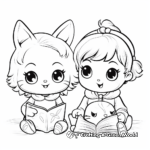 Baby Bunny and Kitten Friendship Coloring Page 2
