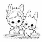 Baby Bunny and Kitten Friendship Coloring Page 4