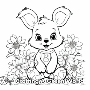 Bunny With Flowers Coloring Pages - Free & Printable!