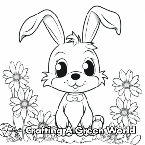 Bunny With Flowers Coloring Pages - Free &amp; Printable!