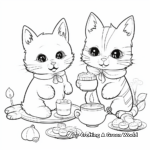 Cat and Bunny Tea Party Scenic Coloring Page 3