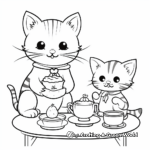 Cat and Bunny Tea Party Scenic Coloring Page 4