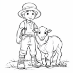 Charming Shepherd and Sheep Coloring Pages 1