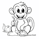 Cheerful Monkey Posing with a Banana Coloring Pages 1