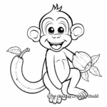 Cheerful Monkey Posing with a Banana Coloring Pages 2