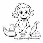 Cheerful Monkey Posing with a Banana Coloring Pages 3
